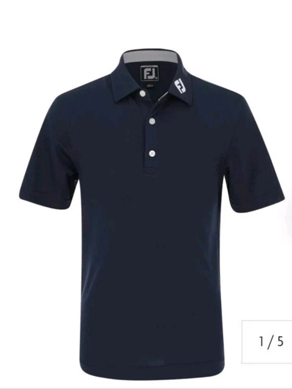FootJoy Mens Performance Stretch Pique Solid Polo Navy Golf Shirt Athletic Fit M